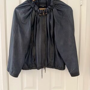 Theory Blue Black Ombré Adelay leather Jacket Italy Size L